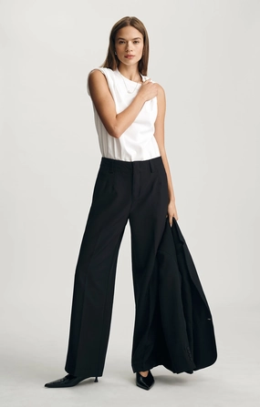 EDITION WIDE LEG PANTS IN BLACK Relax Fit Wear Flat Lock Stitching