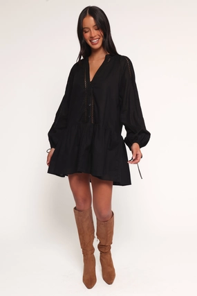 Hart Long Sleeve Mini Dress - Black Light Finish