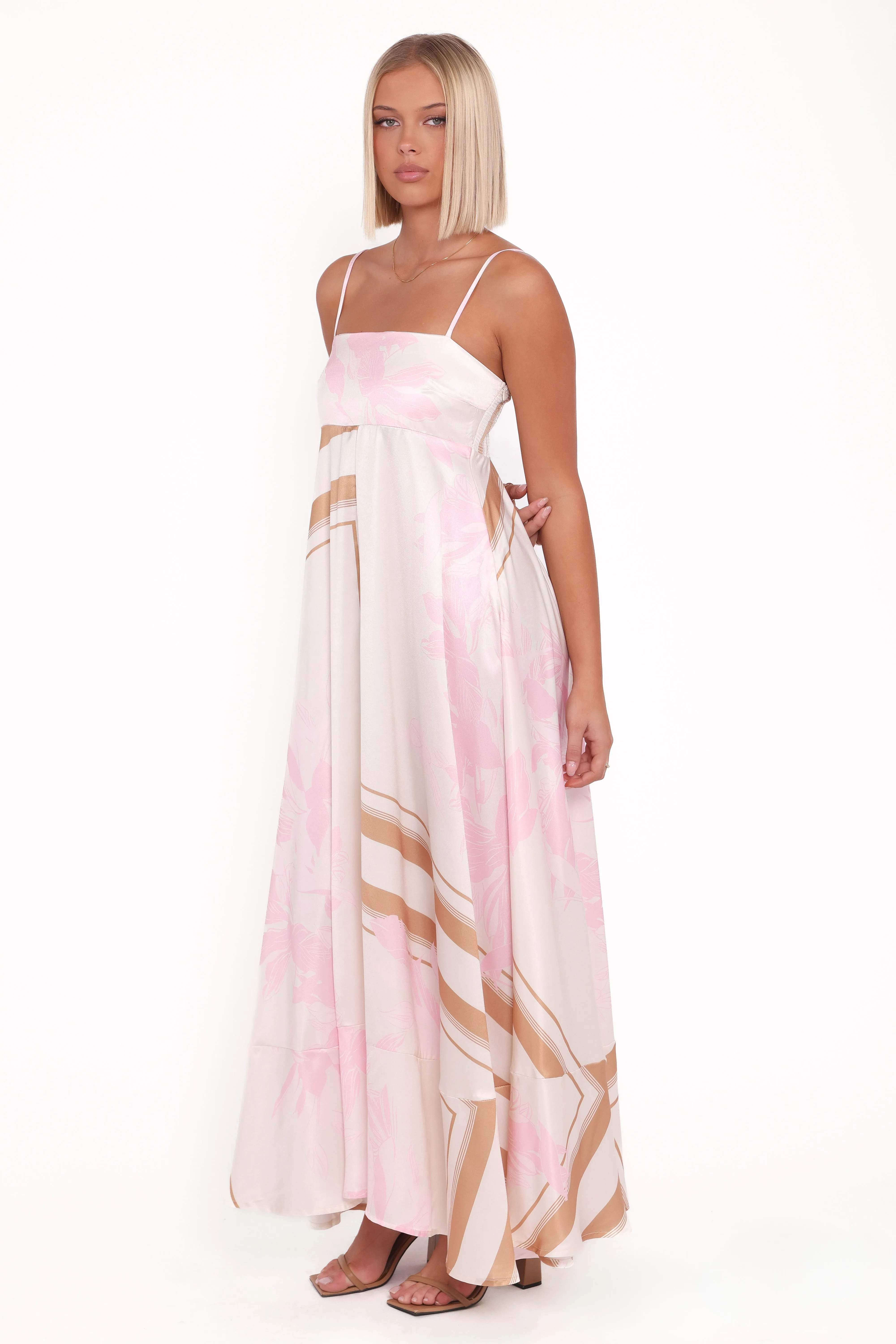 Elanor Maxi Dress - Pink Print Smart Blend Romantic Mood