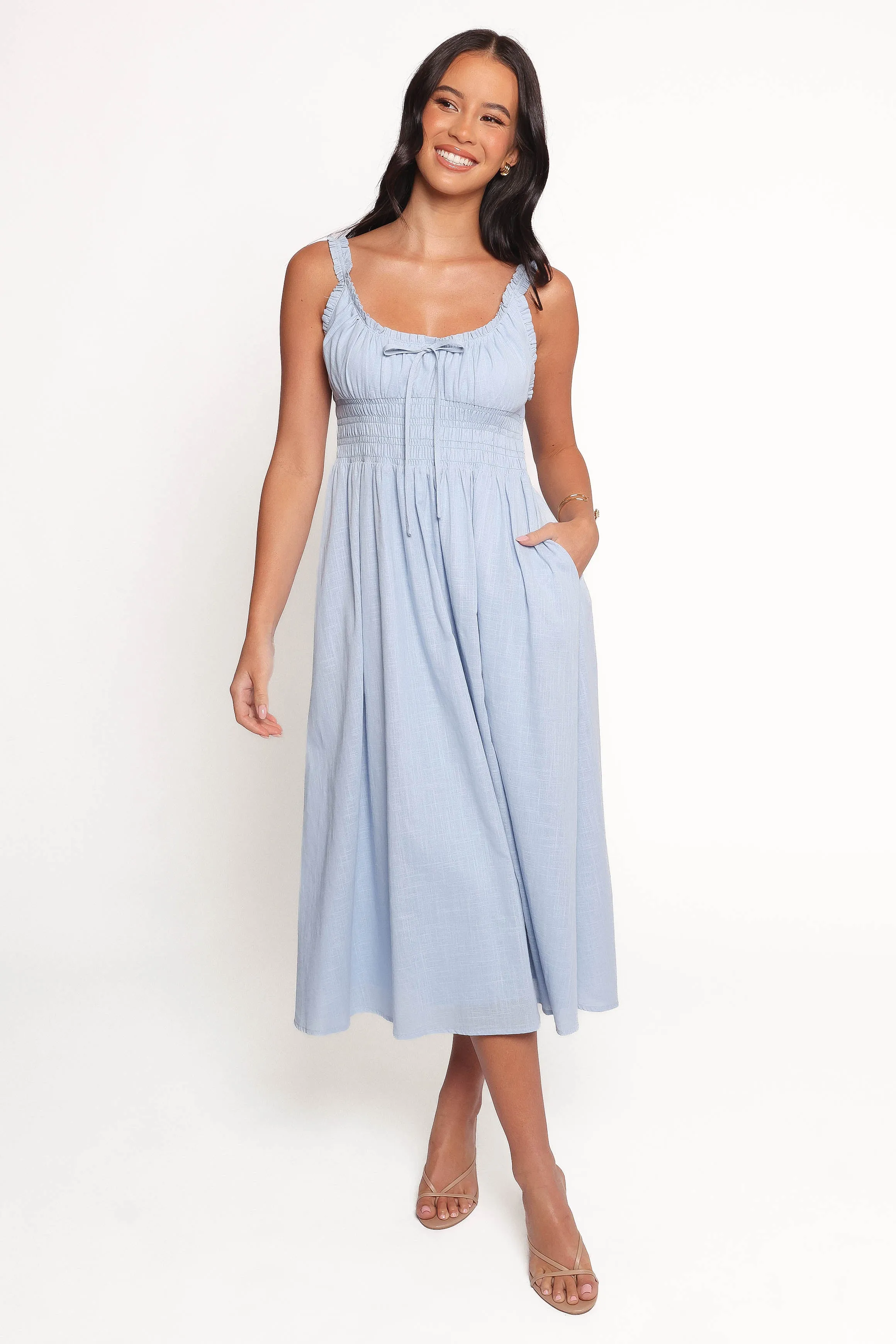 Trendy Comfort Auguste Midi Dress - Pale Blue