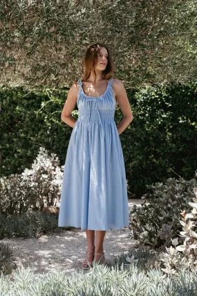 Auguste Midi Dress - Pale Blue Travel-Essential