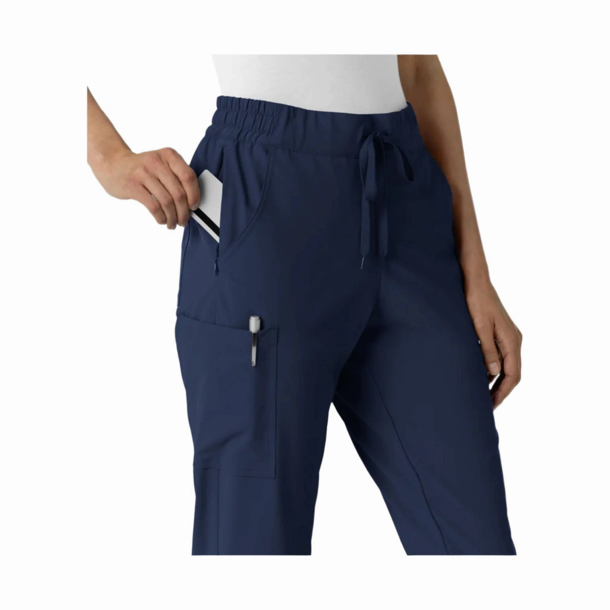Wink Women's Renew Jogger Scrub Pant - Navy Blue Mid Rise Layered Look