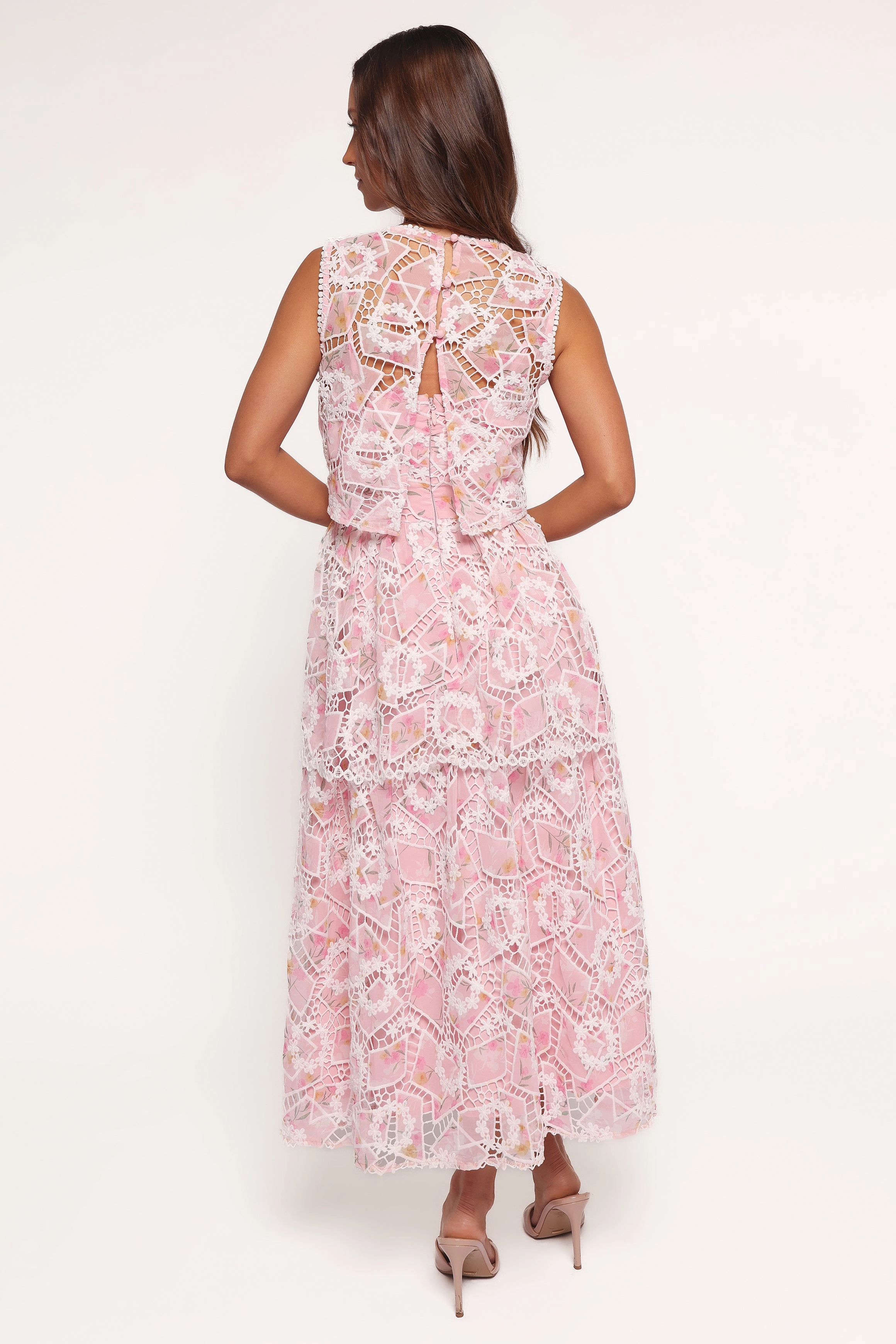 Eleanora Midi Dress - Pink Floral wrap waist Work-Ready Look
