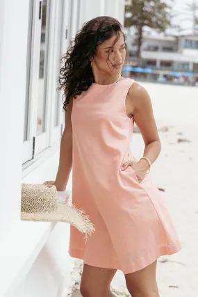 Priyanka Mini Dress - Peach DeepPocketStyle Pink Glow