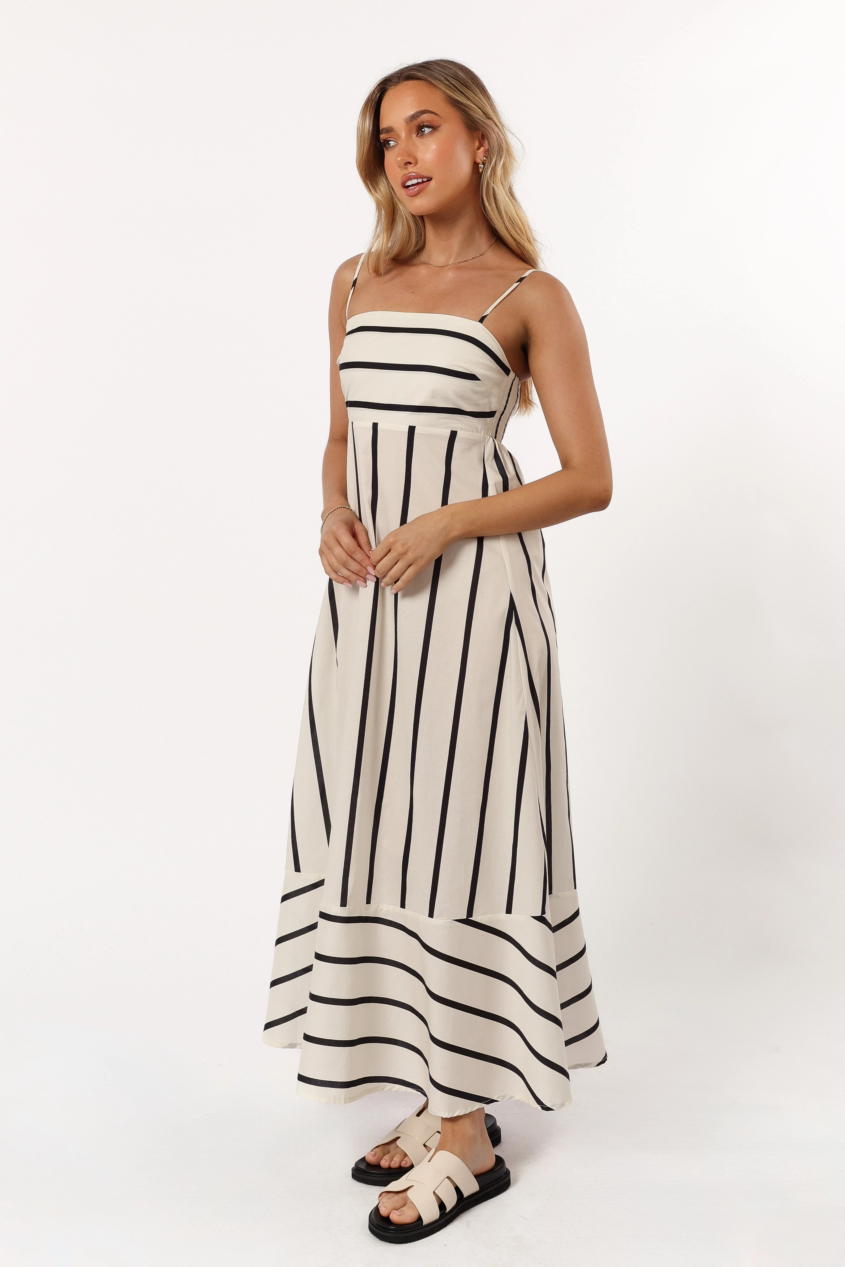 Warranty-Included Shantelle Midi Dress - Cream Stripe