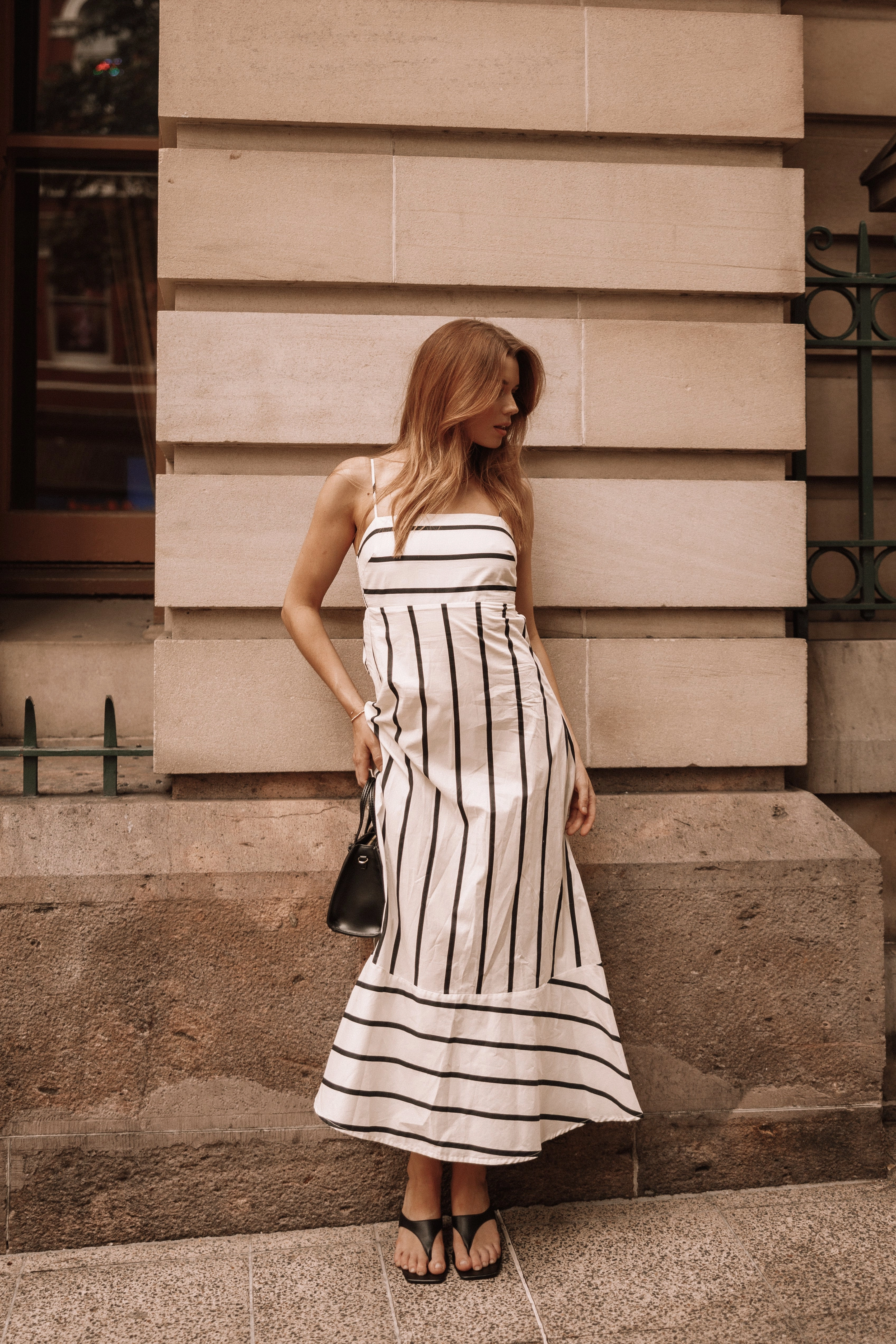 Urban Fit Influencer-Style Shantelle Midi Dress - Cream Stripe