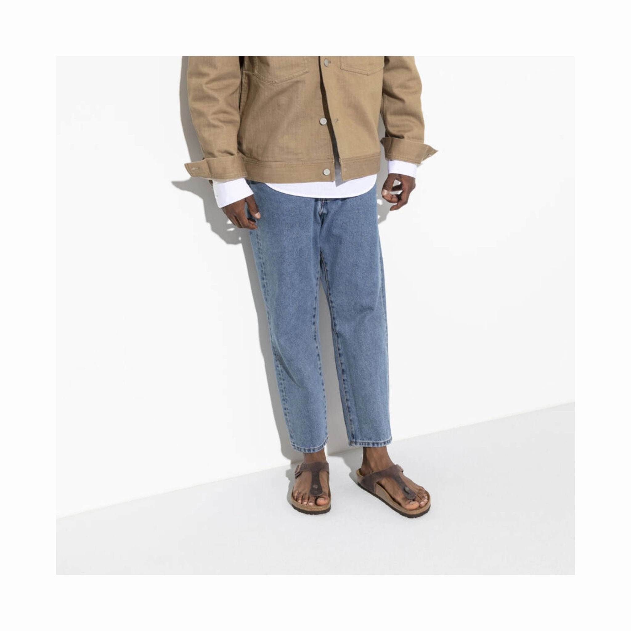 Zebra Stripe Birkenstock Gizeh Sandal - Oiled Leather Habana