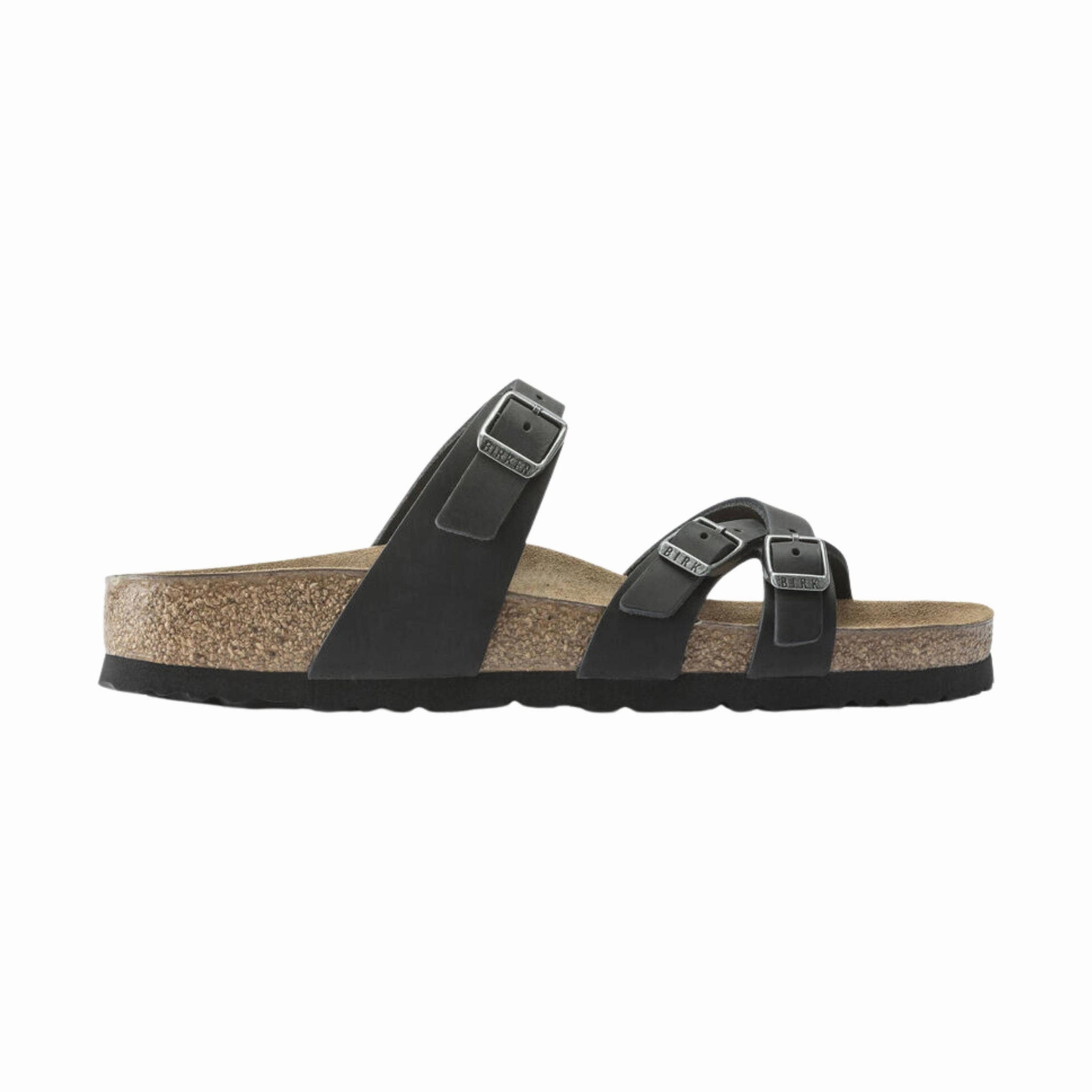 White Clean Multi Directional Flex Zones Birkenstock Franca Sandal - Oiled Leather Black