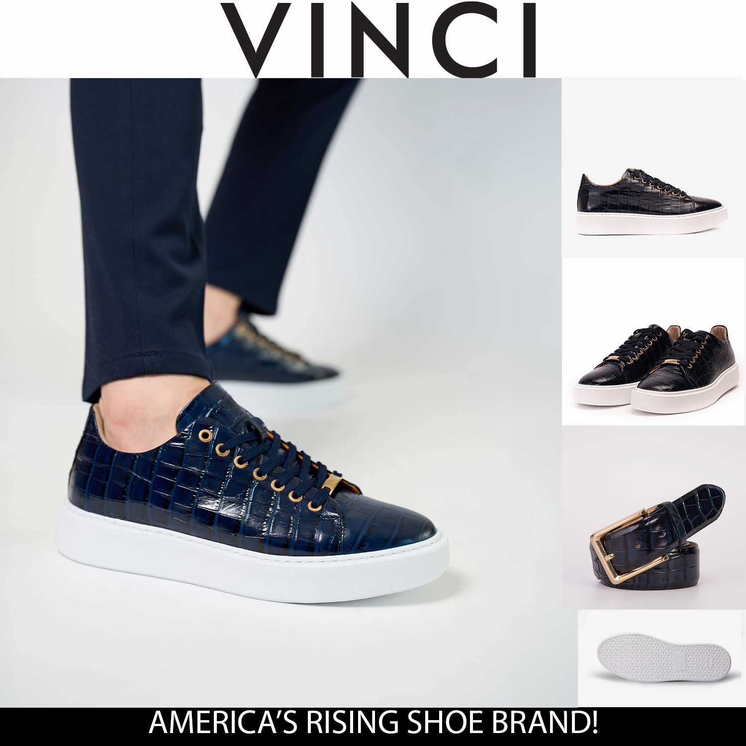 Ultra Soft Lining The Dublin Blue Leather Men Sneaker