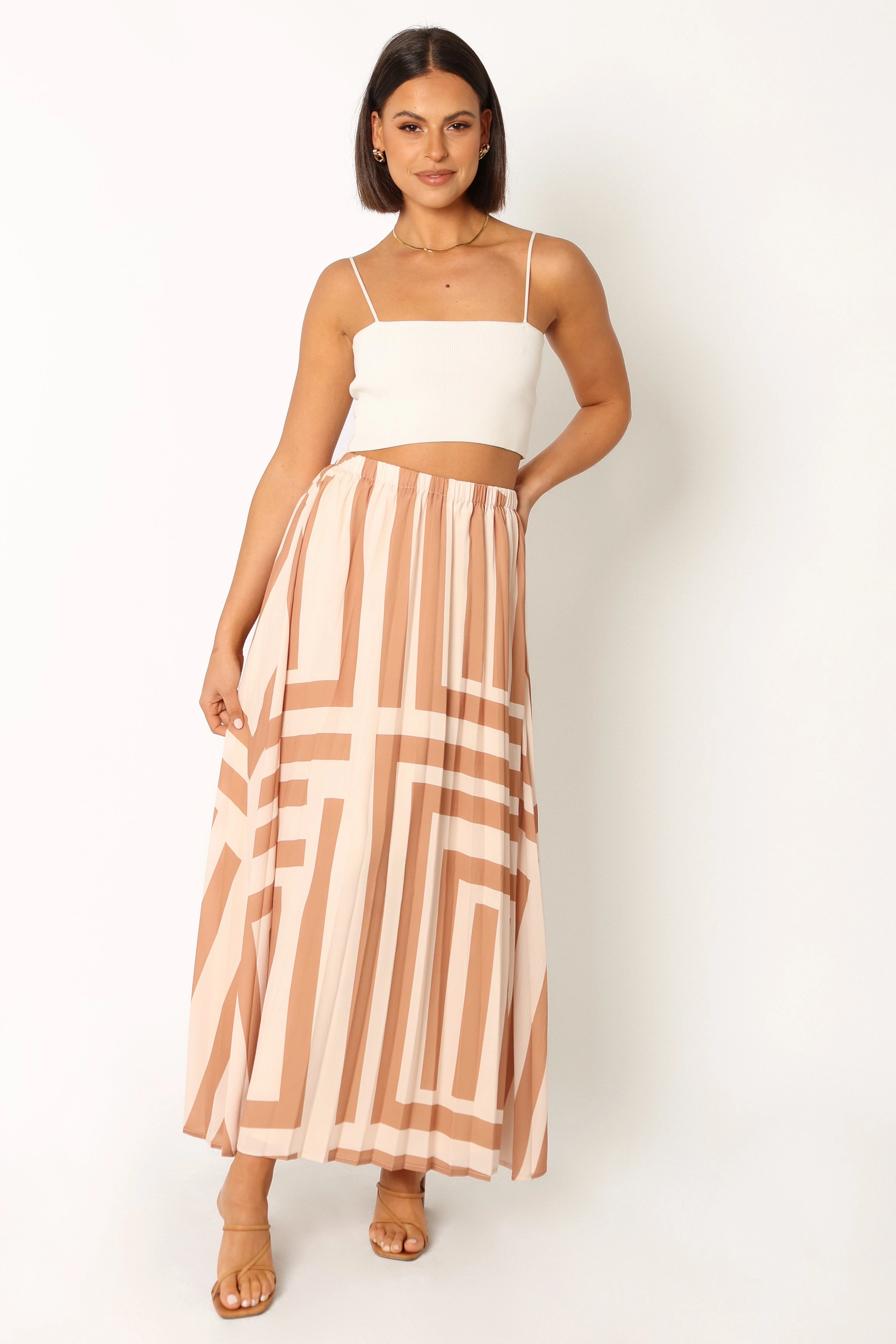Elke Pleat Midi Skirt - Tan Stylist Pick