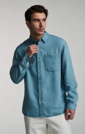 Eco-friendly LONG SLEEVE BUTTON-UP TENCEL? SHIRT IN INDIGO