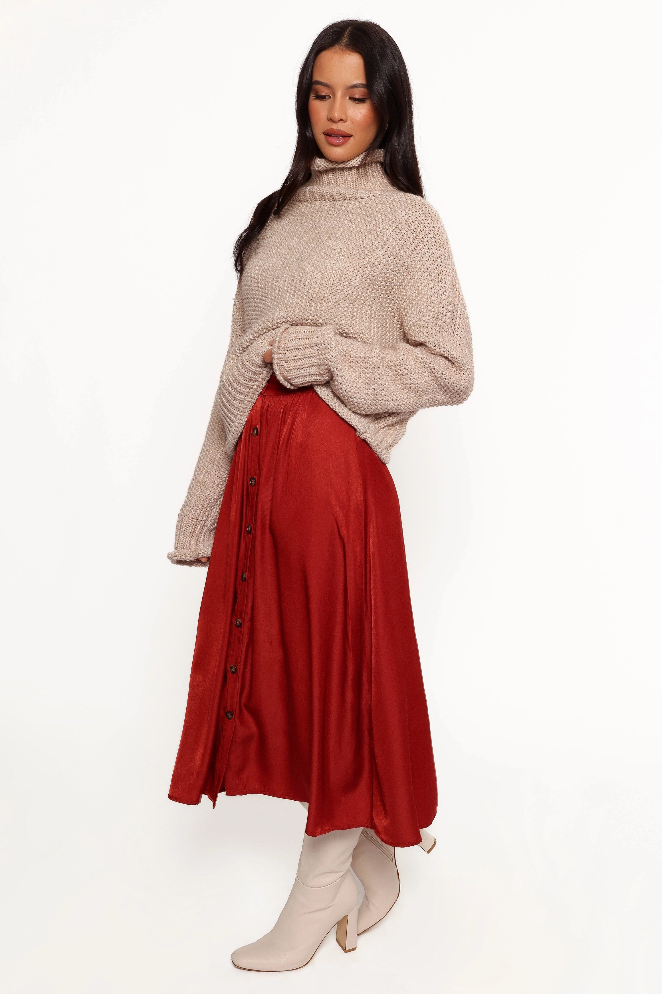 Casual Edge Crisscross Details Ava Skirt - Rust