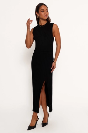 Carson Knit Midi Skirt - Black Minimal Vibes Organic Cotton