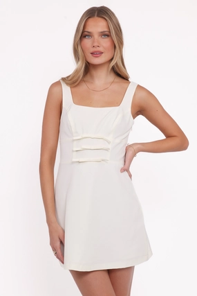 Emer Mini Dress - Cream Night Out Fitted Style