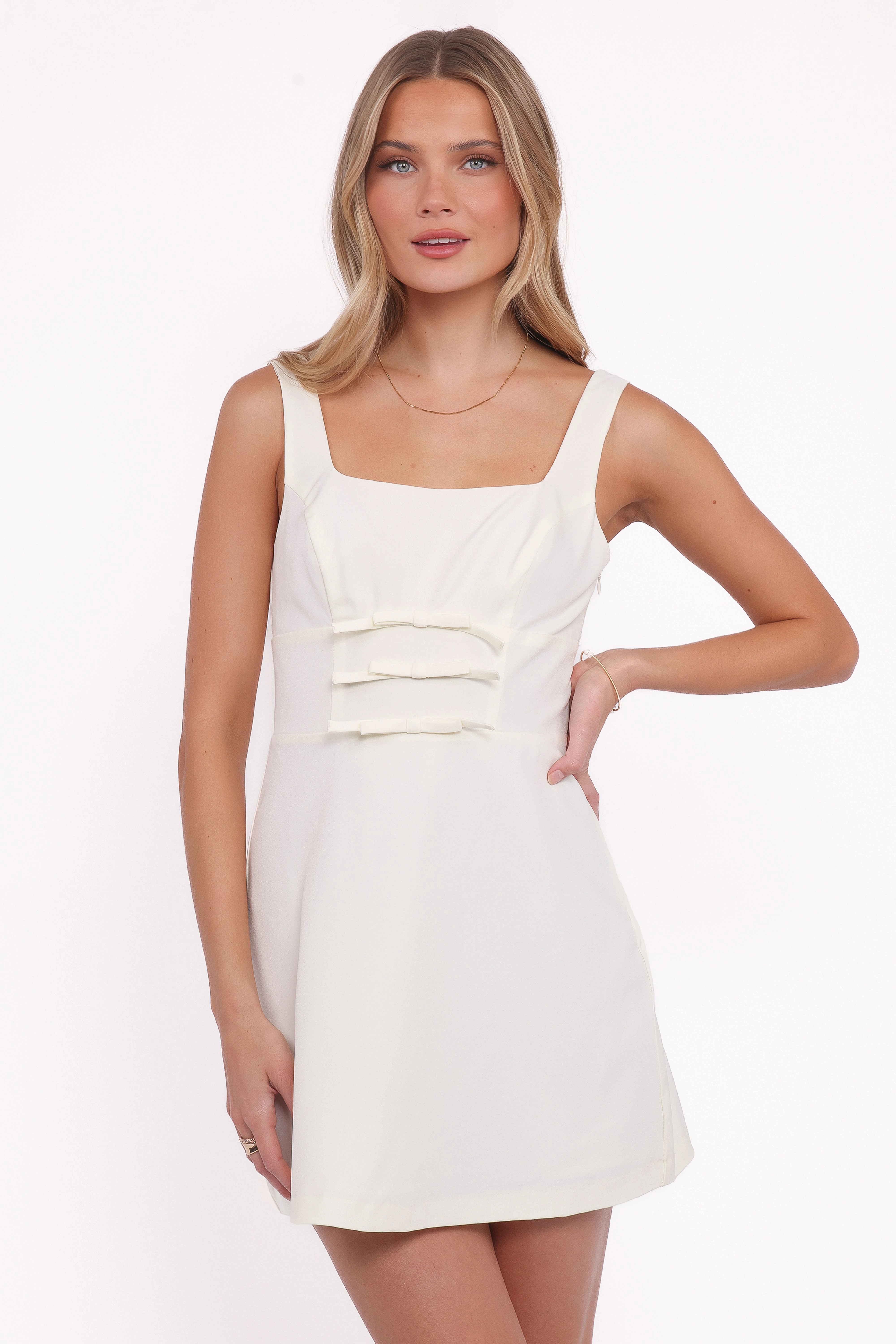 Emer Mini Dress - Cream Night Out Fitted Style