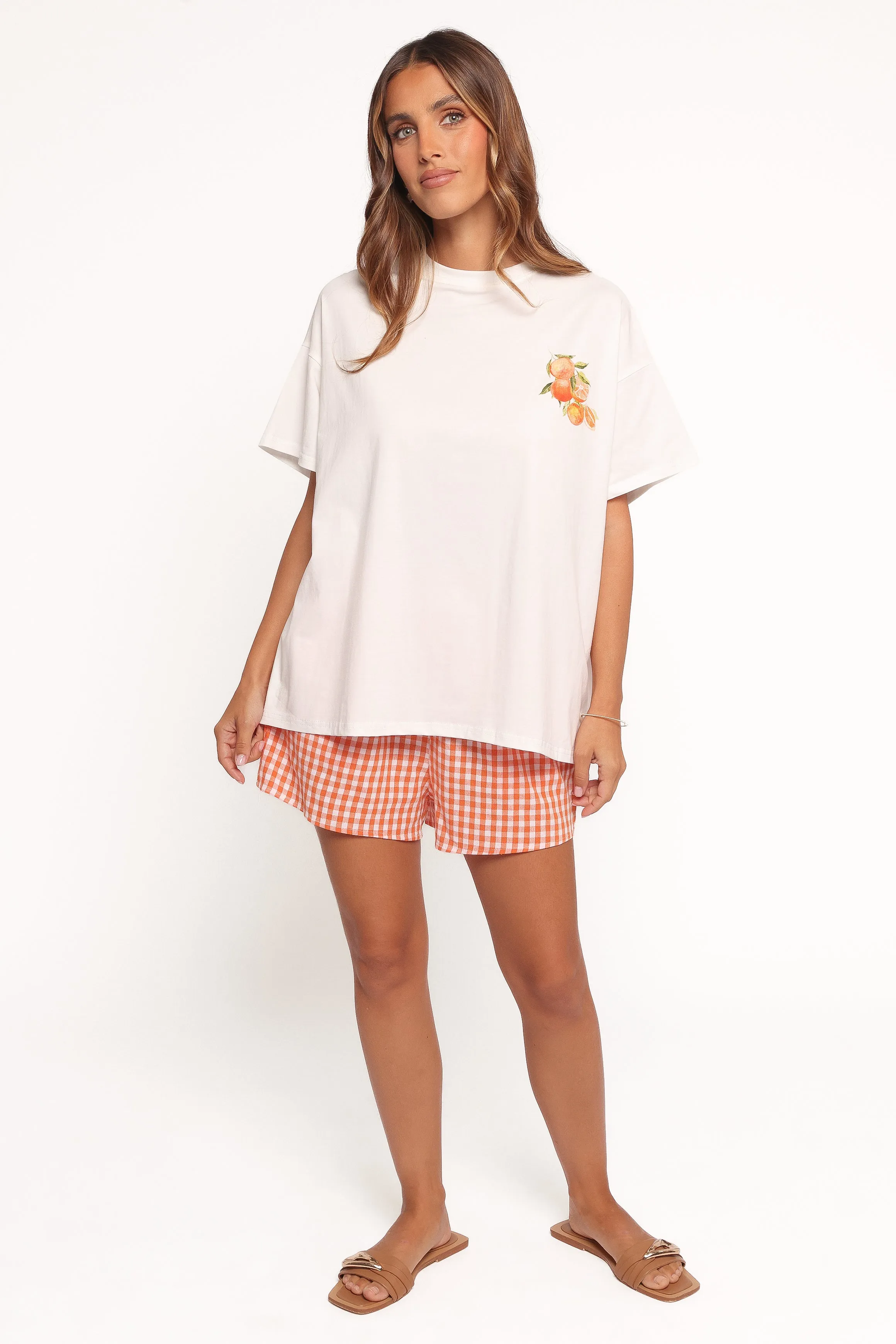 Emilia Short Set - Aperol Orange Structured Shoulder Ribbed Hem Finish