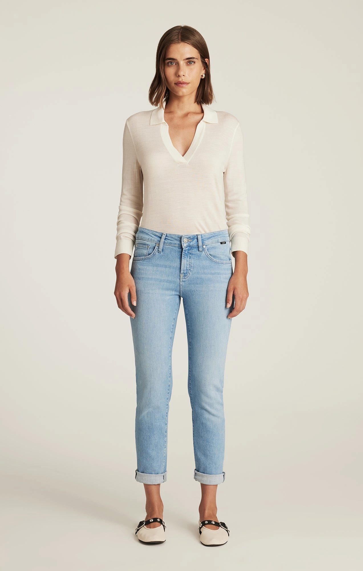 Easywear Style EMMA SLIM BOYFRIEND IN LIGHT BRUSHED FLEX BLUE