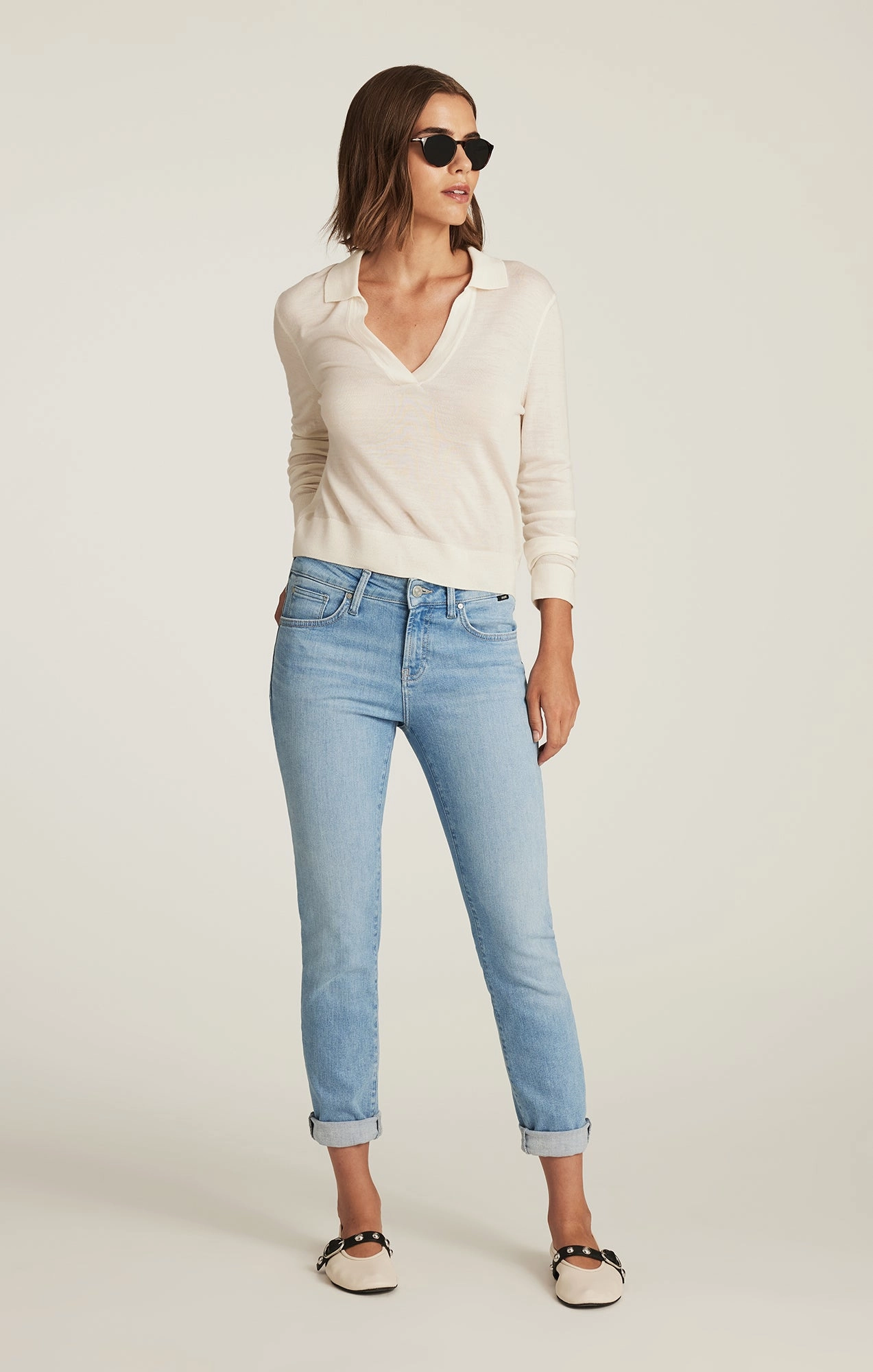 Active Outfit Reliable Choice EMMA SLIM BOYFRIEND IN LIGHT BRUSHED FLEX BLUE