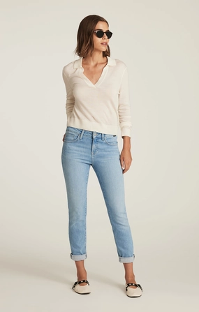 Active Outfit Reliable Choice EMMA SLIM BOYFRIEND IN LIGHT BRUSHED FLEX BLUE