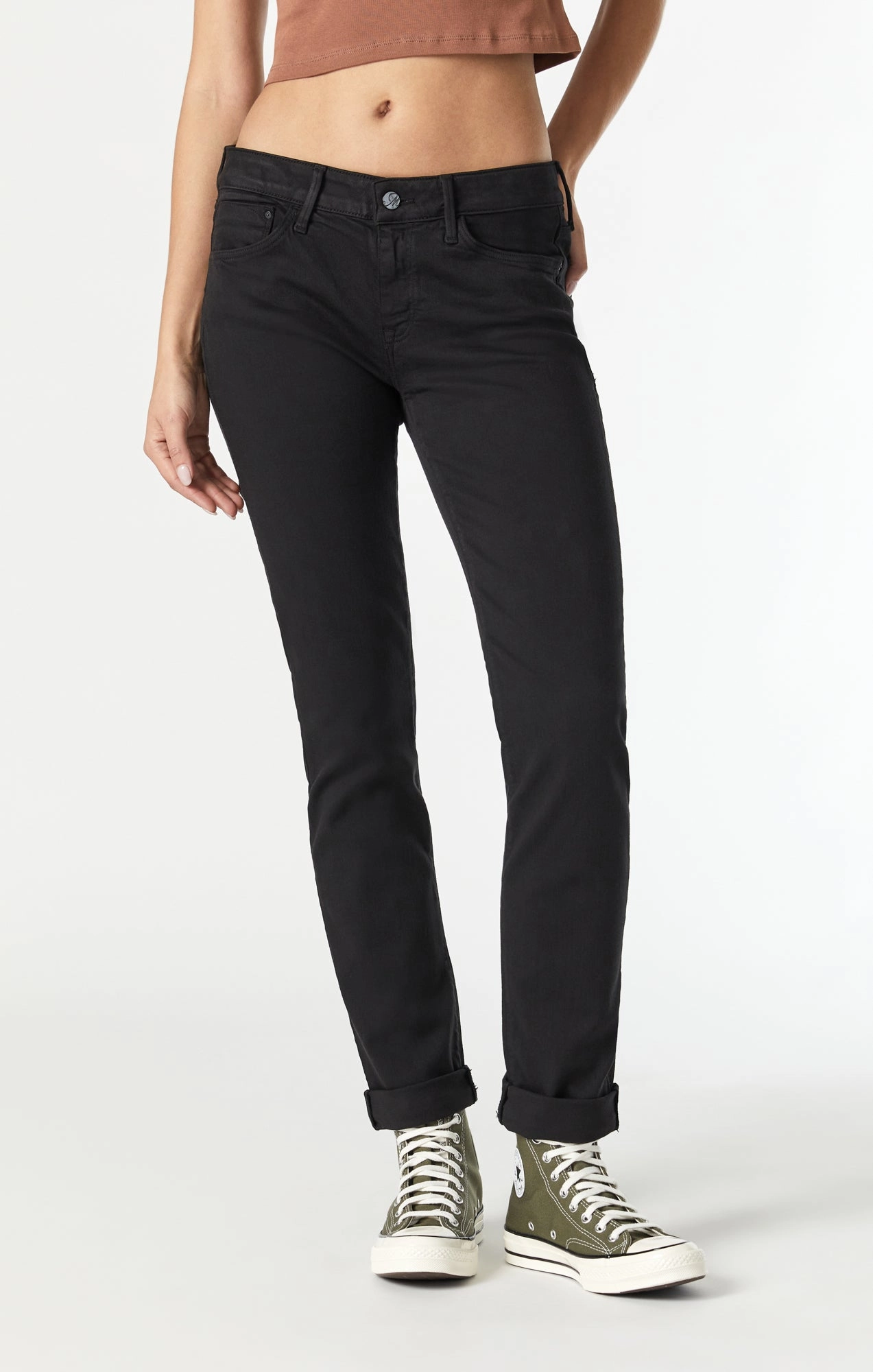 Heavy Duty Zipper Mechanism EMMA SLIM BOYFRIEND IN STAY BLACK SUPERSOFT