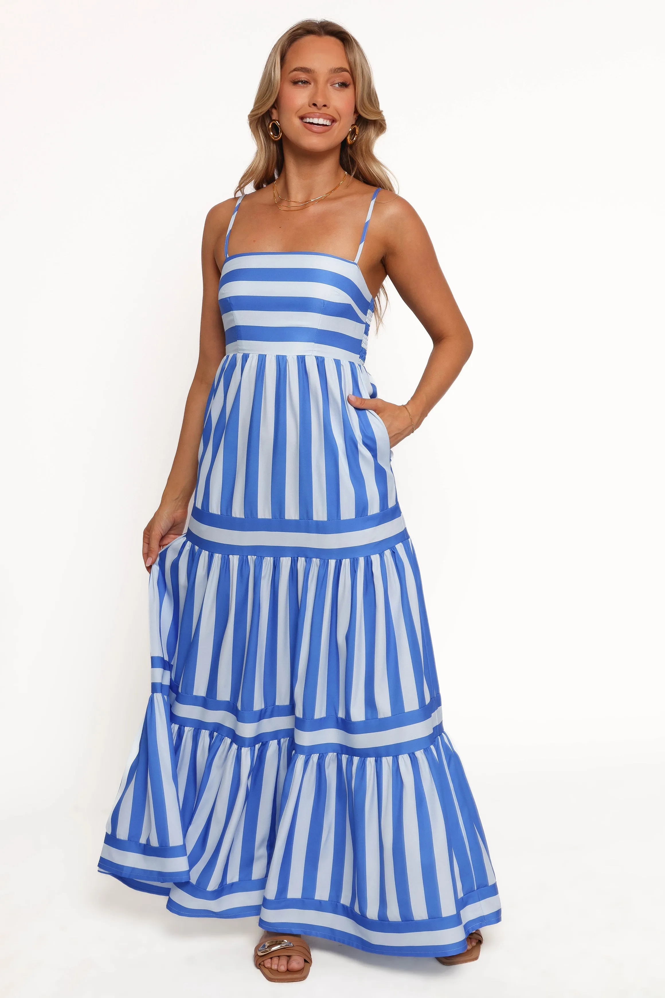 Party Perfect Artistic Flair Emry Maxi Dress - Blue Stripe