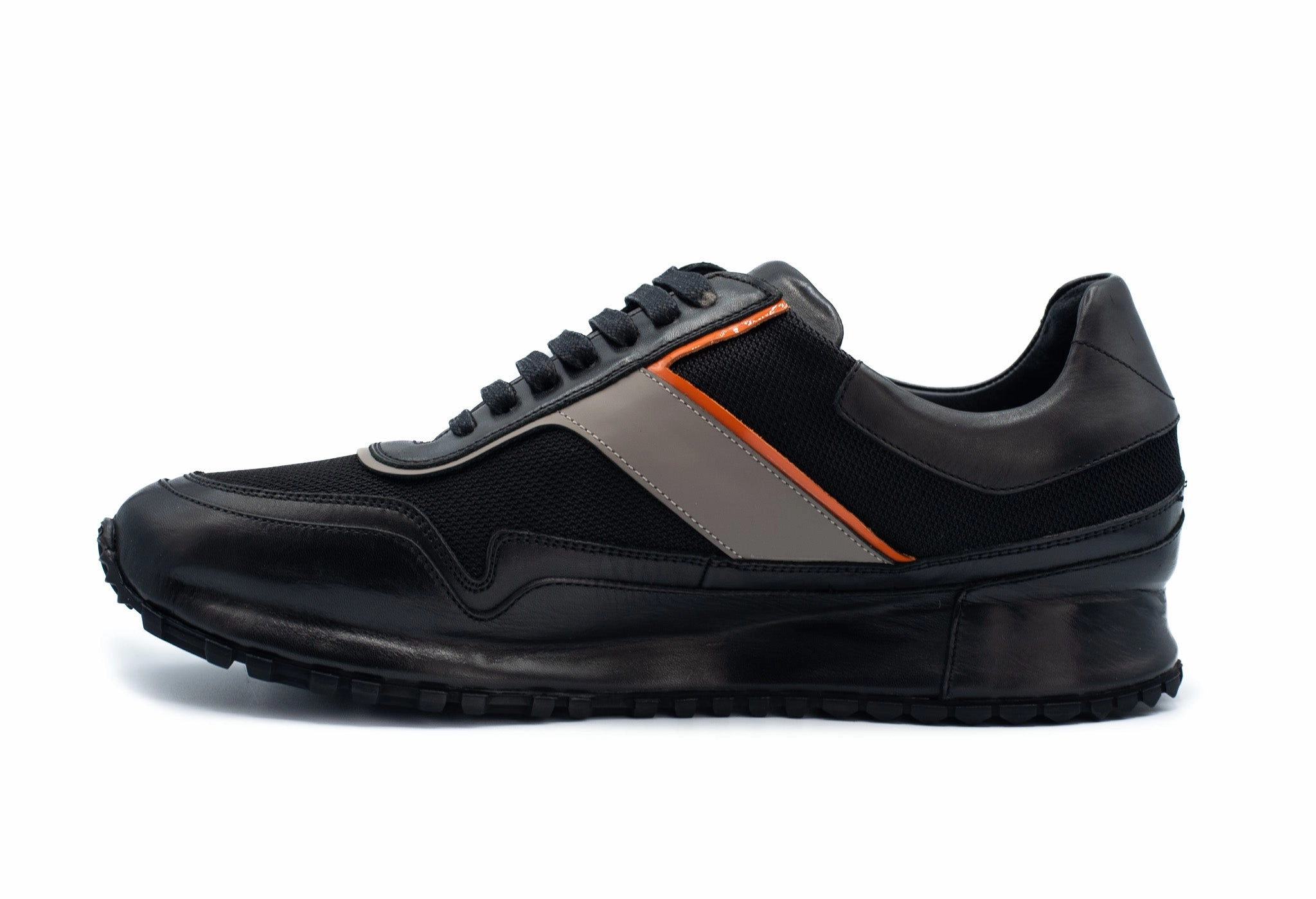 The Tach Black Leather Men Sneaker Final Sale! Multi Surface Traction