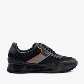 The Tach Black Leather Men Sneaker Final Sale! Sculpted durability Lateral Stabilizer