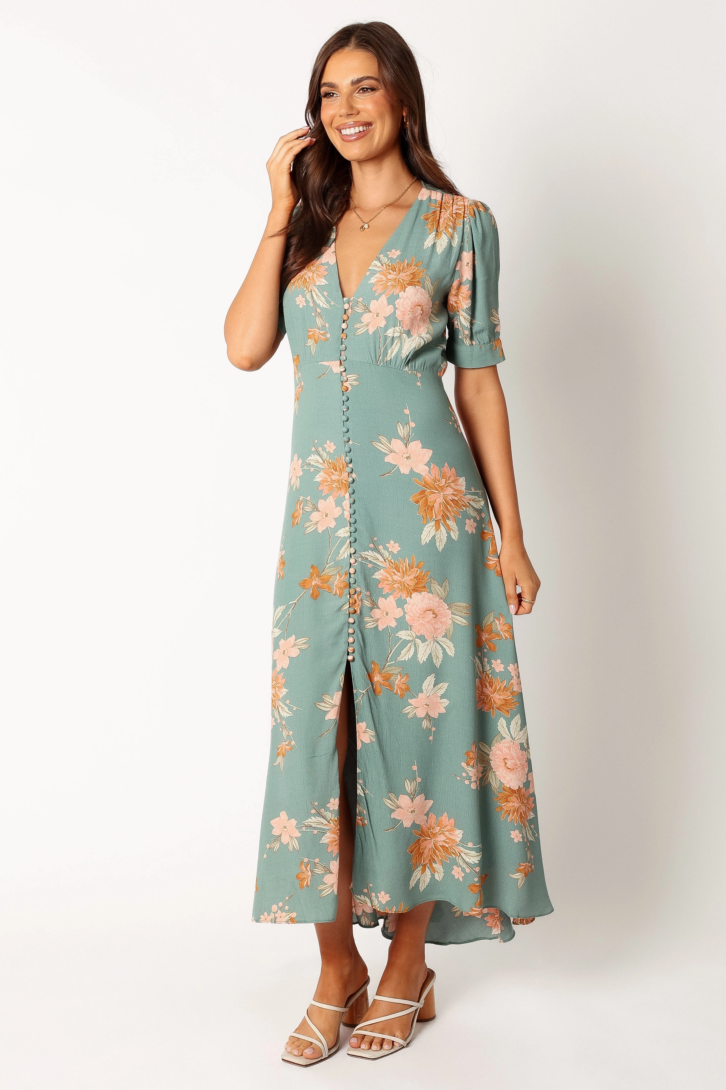 Frampton Midi Dress - Blue Floral Trendy Layer