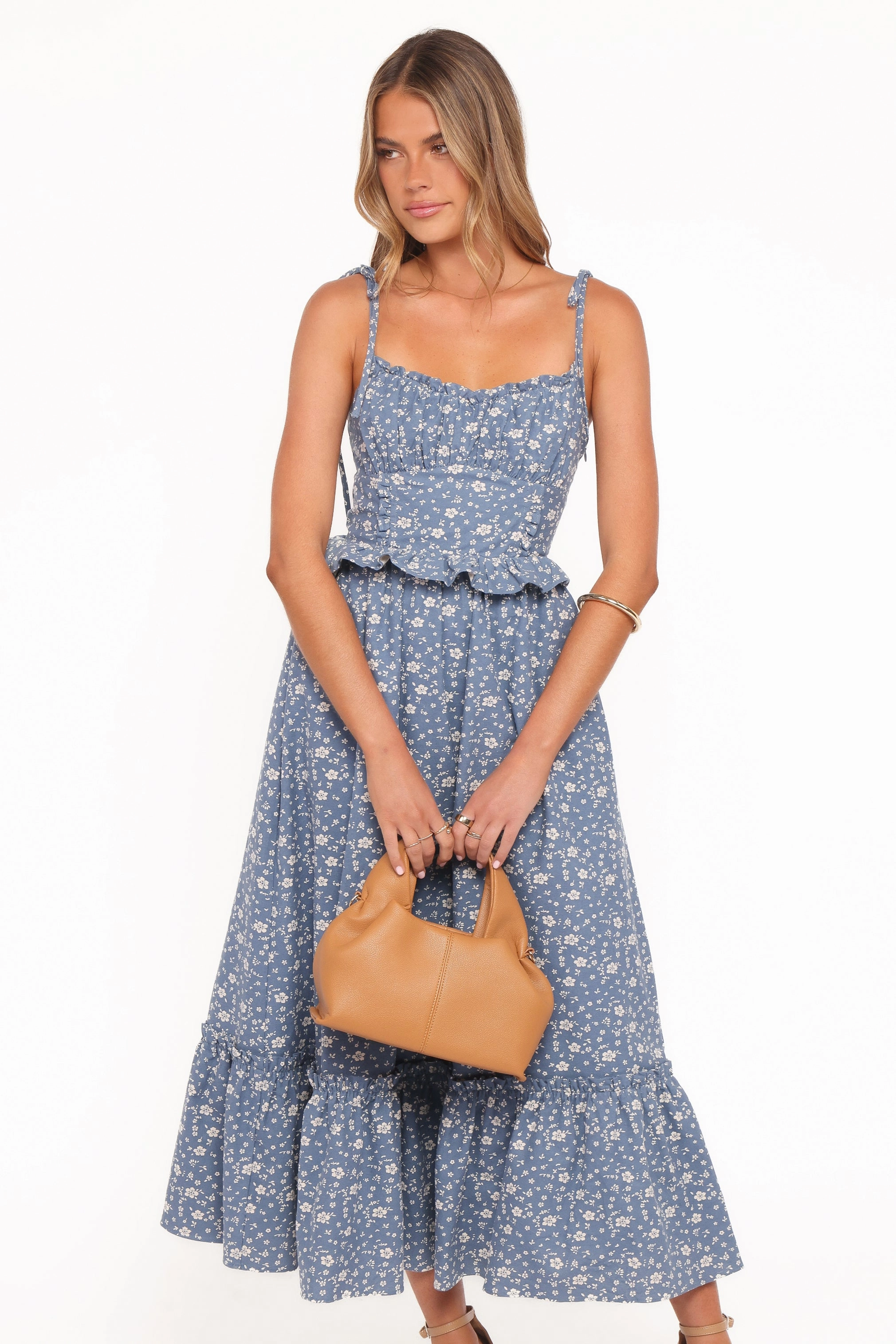 Karie Midi Dress - Blue Floral Subtle Comfort
