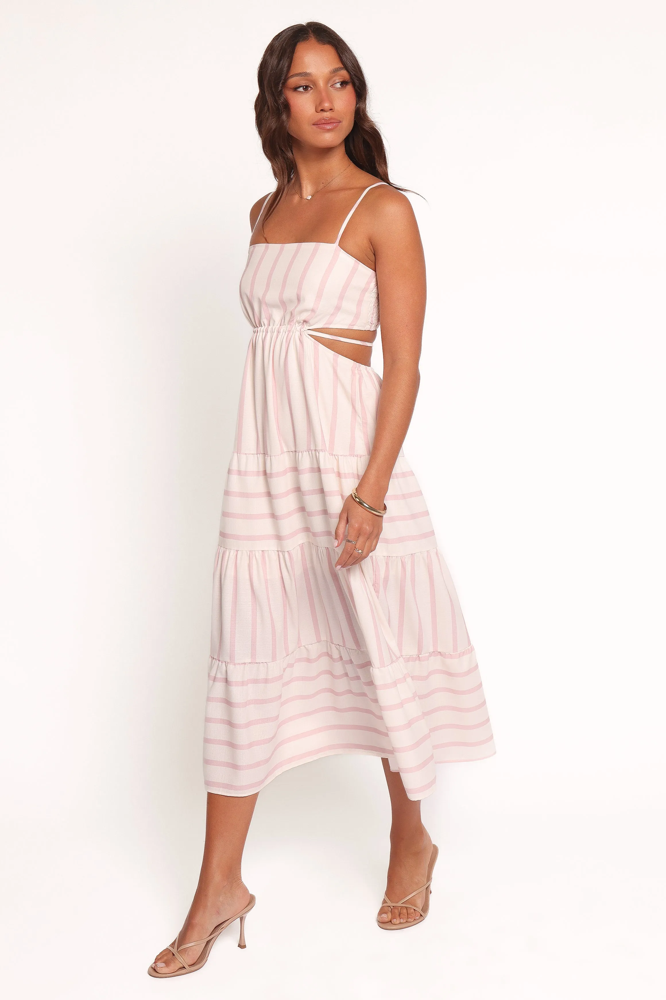 Casual Chic Mid Fit Evelin Midi Dress - Pink Stripe