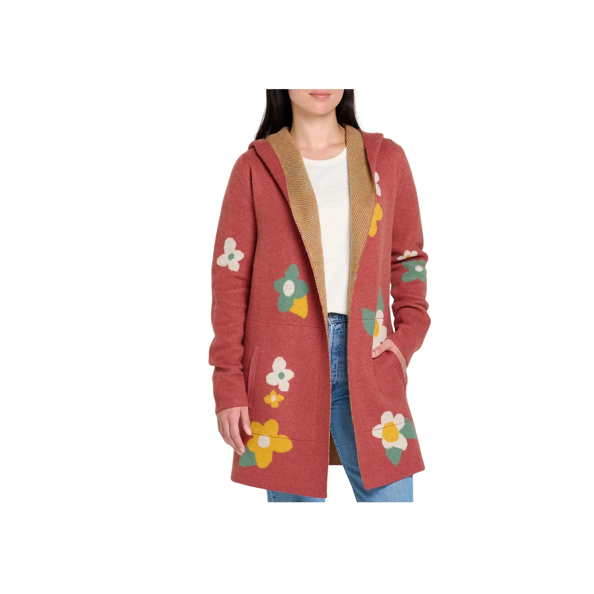 Toad & Co Women's Merino Heartfelt Hoodie - Sundown Flowers skiing suitable