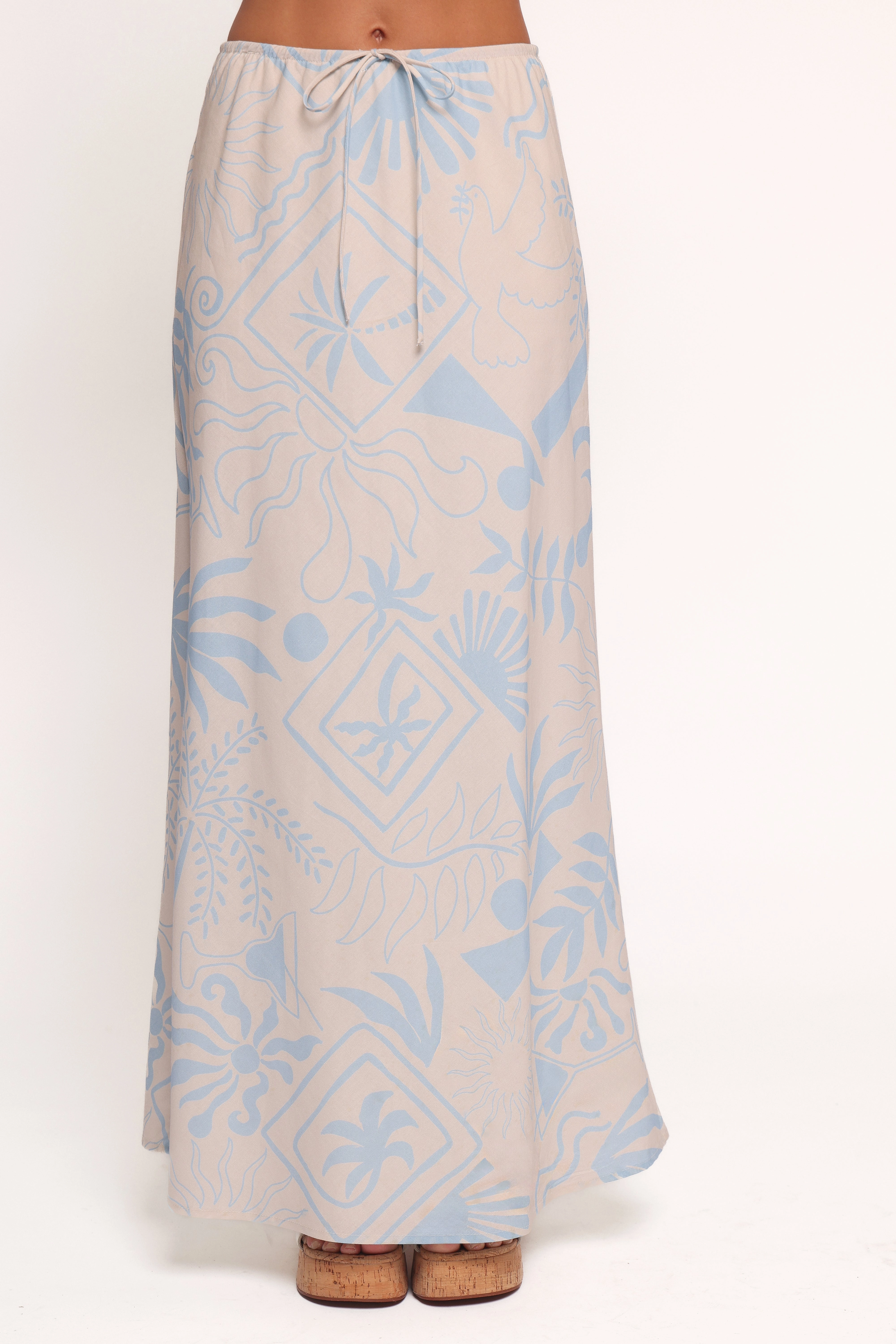 Elena Maxi Skirt - Blue Soleil Non Restrictive raw hem