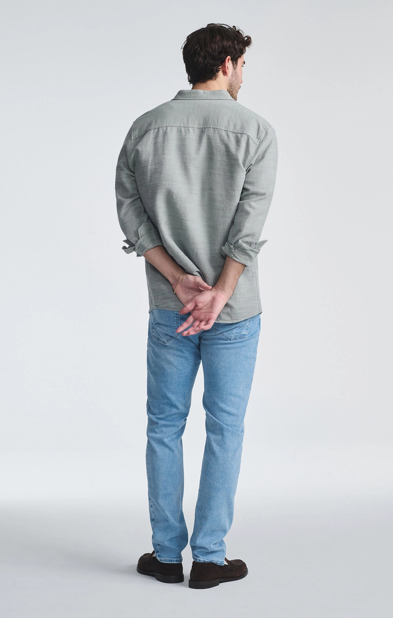 MARCUS SLIM STRAIGHT LEG IN AQUA BLUE FEATHER BLUE Tear Resistant Denim