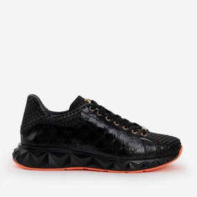 High-Traction Sole The Caesars Black Leather  Men Sneaker