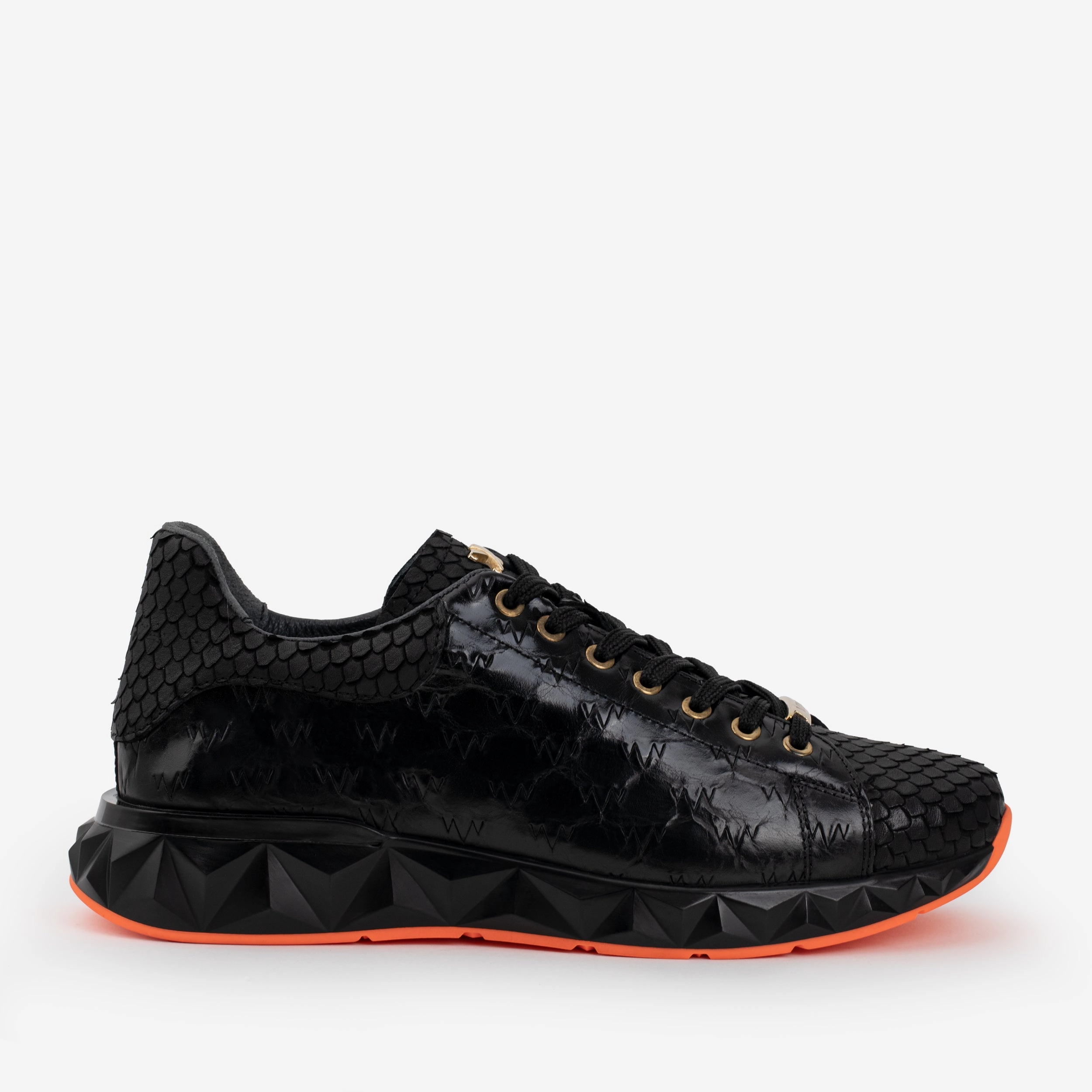 High-Traction Sole The Caesars Black Leather  Men Sneaker