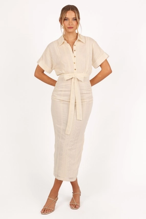 Adorlee Midi Dress - Cream Soft-Lining