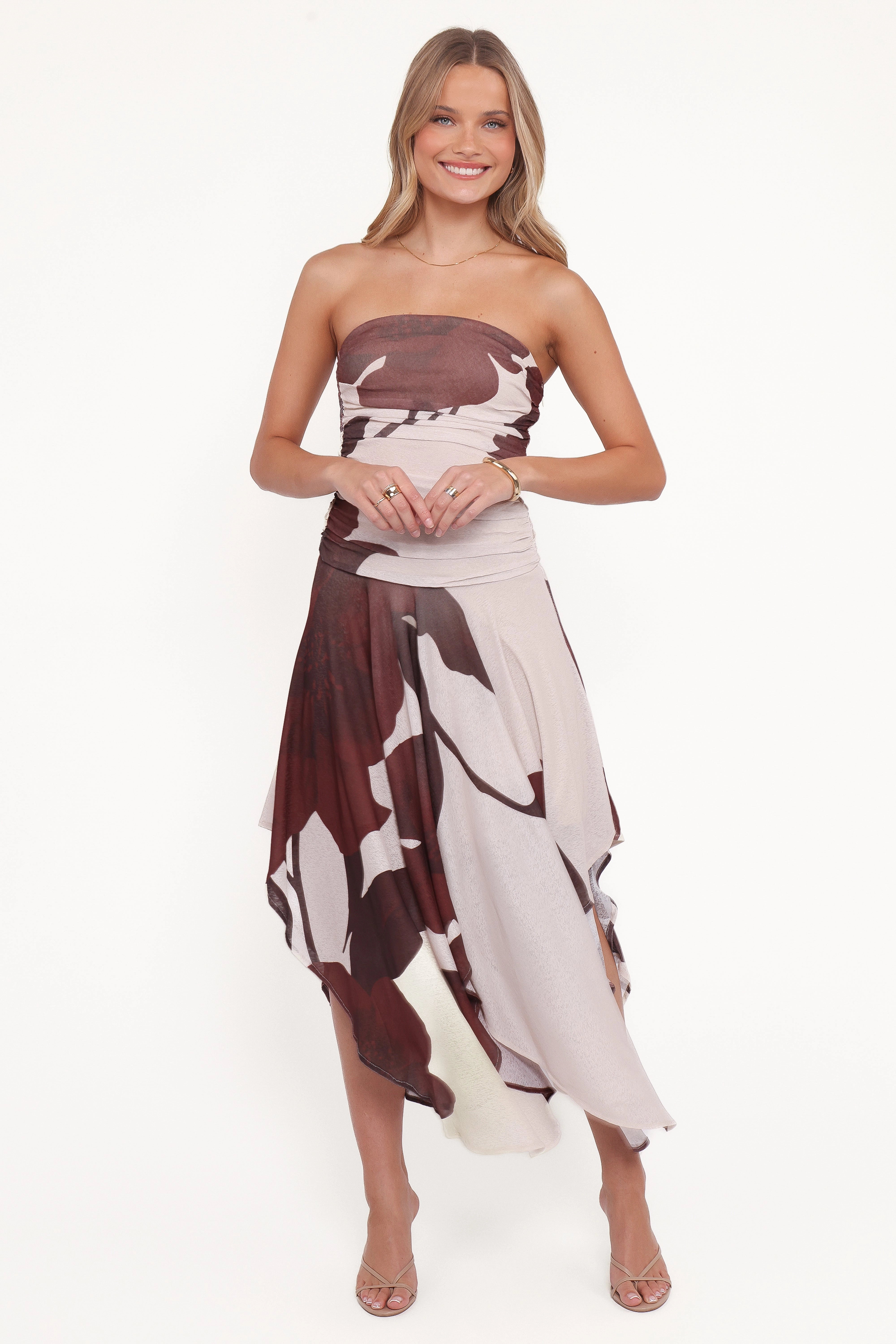 Doreen Midi Dress - Brown Floral Fresh Flow Soft Wear