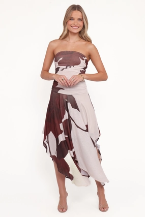 Doreen Midi Dress - Brown Floral Fresh Flow Soft Wear