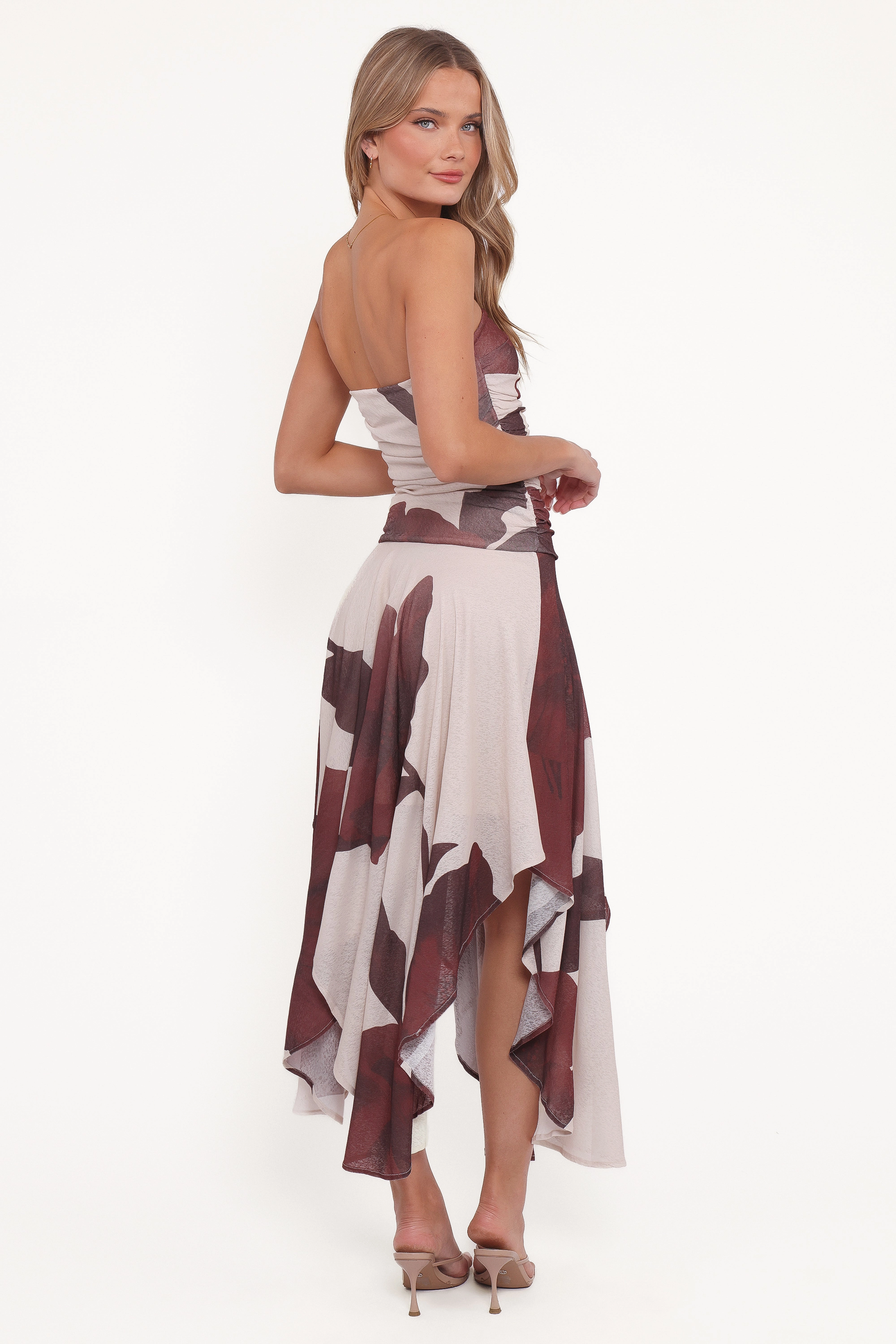 Linen Vibe Stylish Feel Doreen Midi Dress - Brown Floral