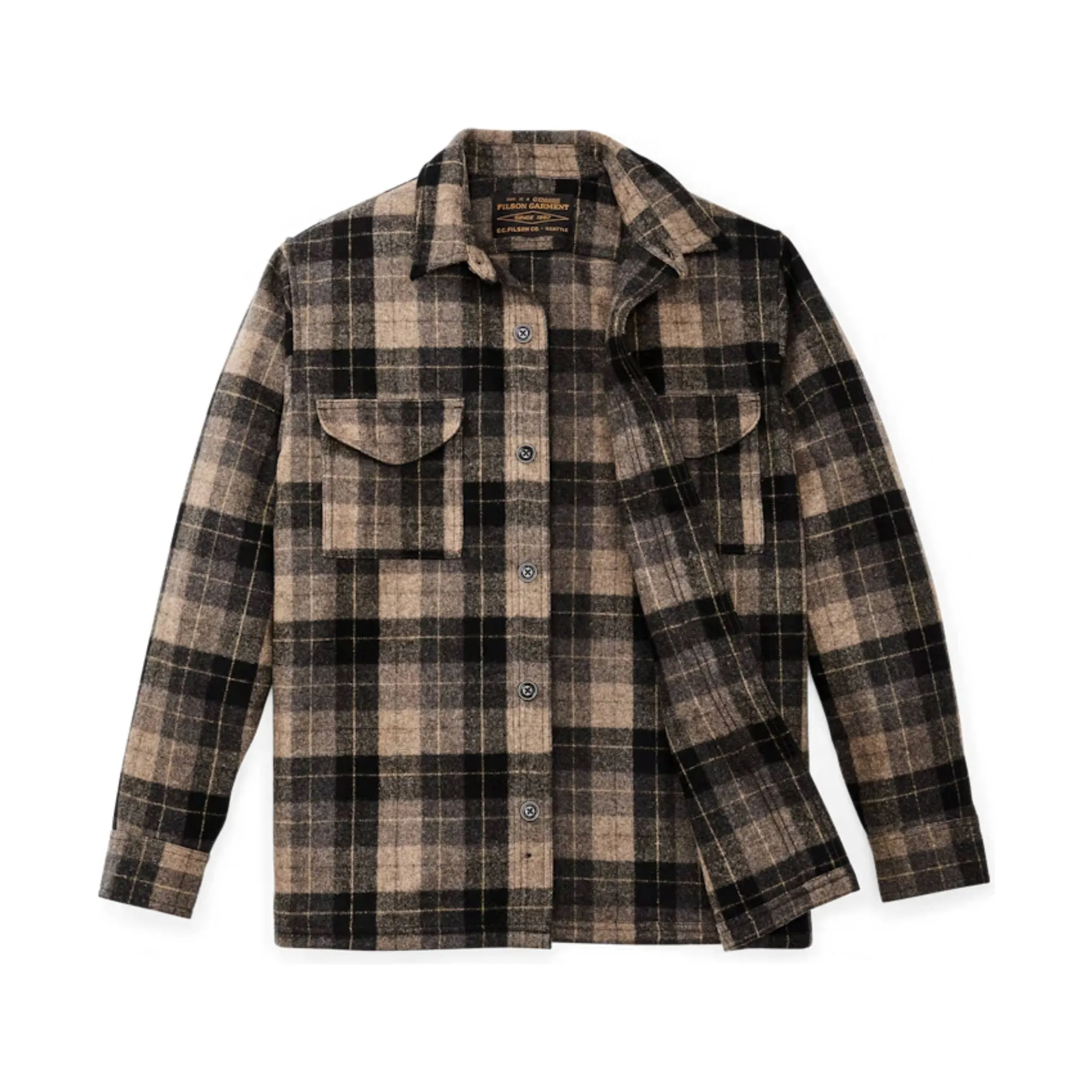 GlowInTheDarkAccents Wind Protection Filson Men's Wool Jac Shirt - Oat Brown Heather