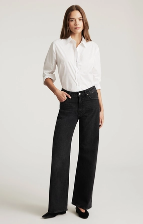 Modern Minimalist Creative Look Reinforced Stitching FLORIDA WIDE LEG IN DARK SMOKE CLASSIC BLUE