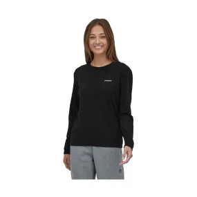 Bonded Seam Technology Patagonia Women's Long Sleeve P-6 Logo Tee - Black
