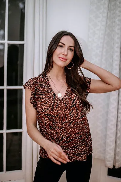 All-Day Wear UltraSoftBrushedInterior FadeResistantTreatment V-Neck Ruffle Blouse| Guadalupe and Onyx