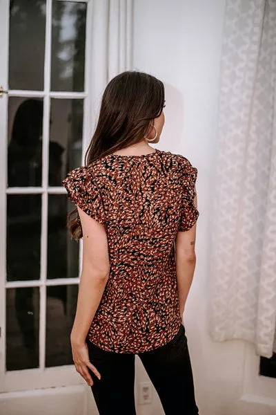 FadeResistantTreatment V-Neck Ruffle Blouse| Guadalupe and Onyx Effortless Design Flexible Shoulder Seams