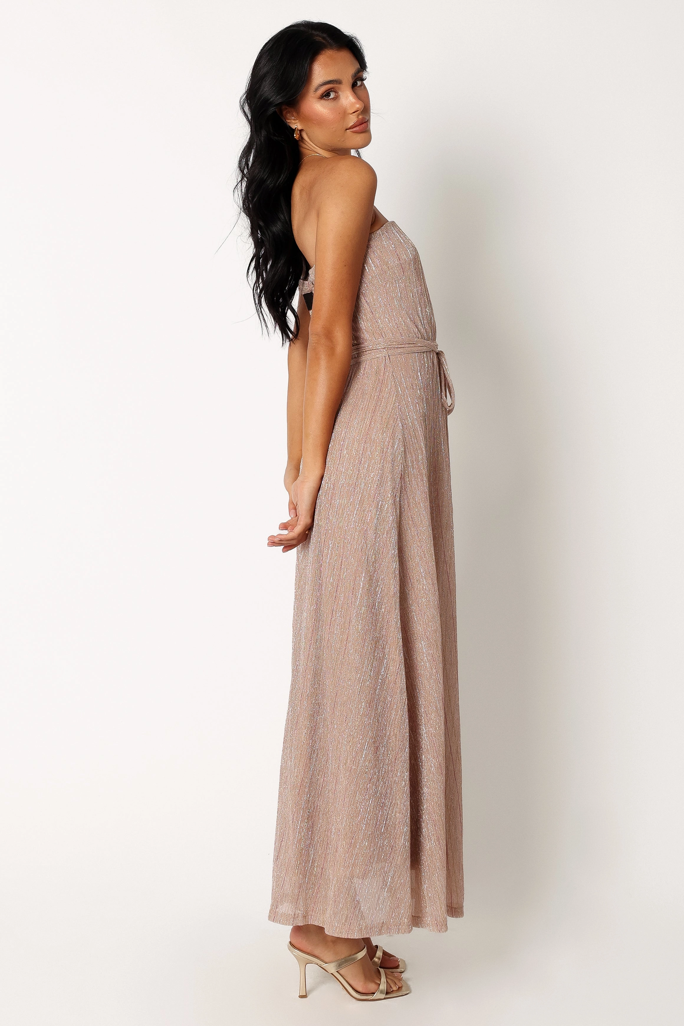 Cool Layers Farley Strapless Maxi Dress - Rose Gold Stripe