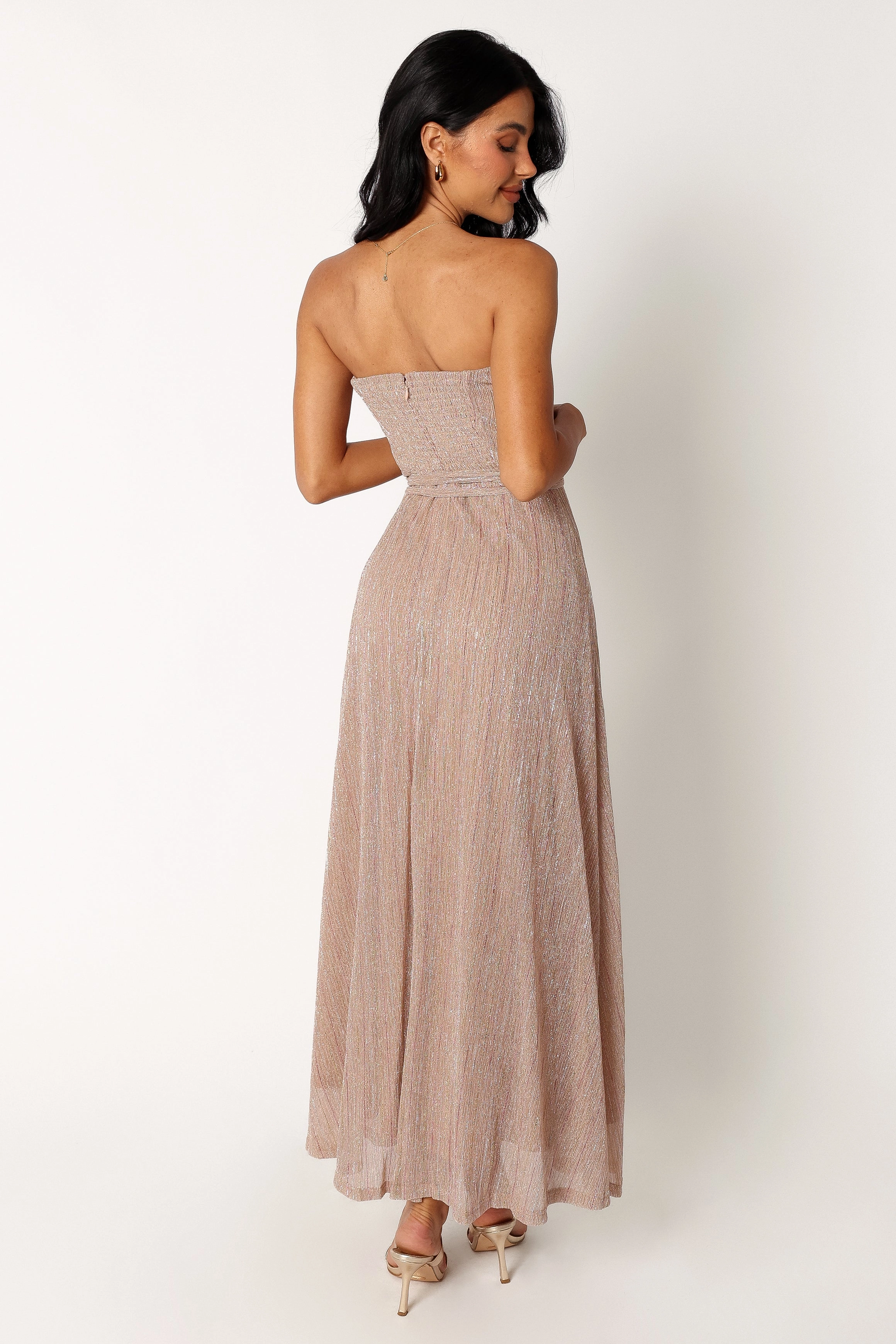 Texture Soft Farley Strapless Maxi Dress - Rose Gold Stripe
