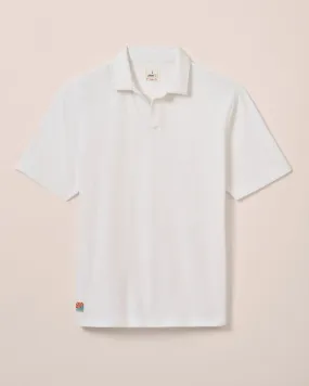 Lightweight Shirt Frankie French Terry Johnny Collar Polo - White