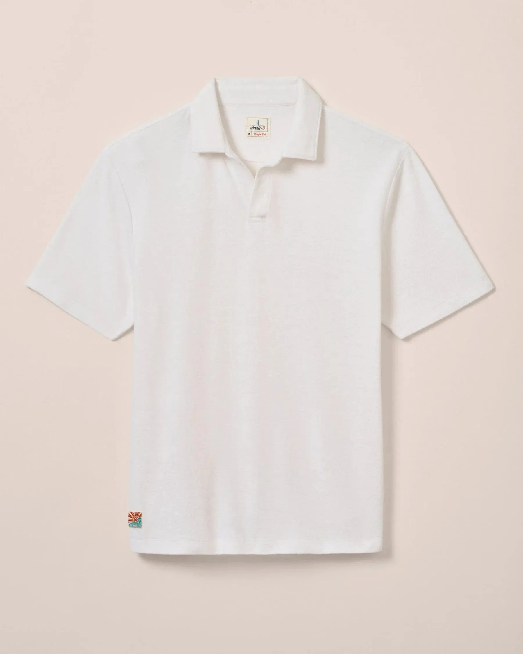Light material Cool Comfort Frankie French Terry Johnny Collar Polo - White
