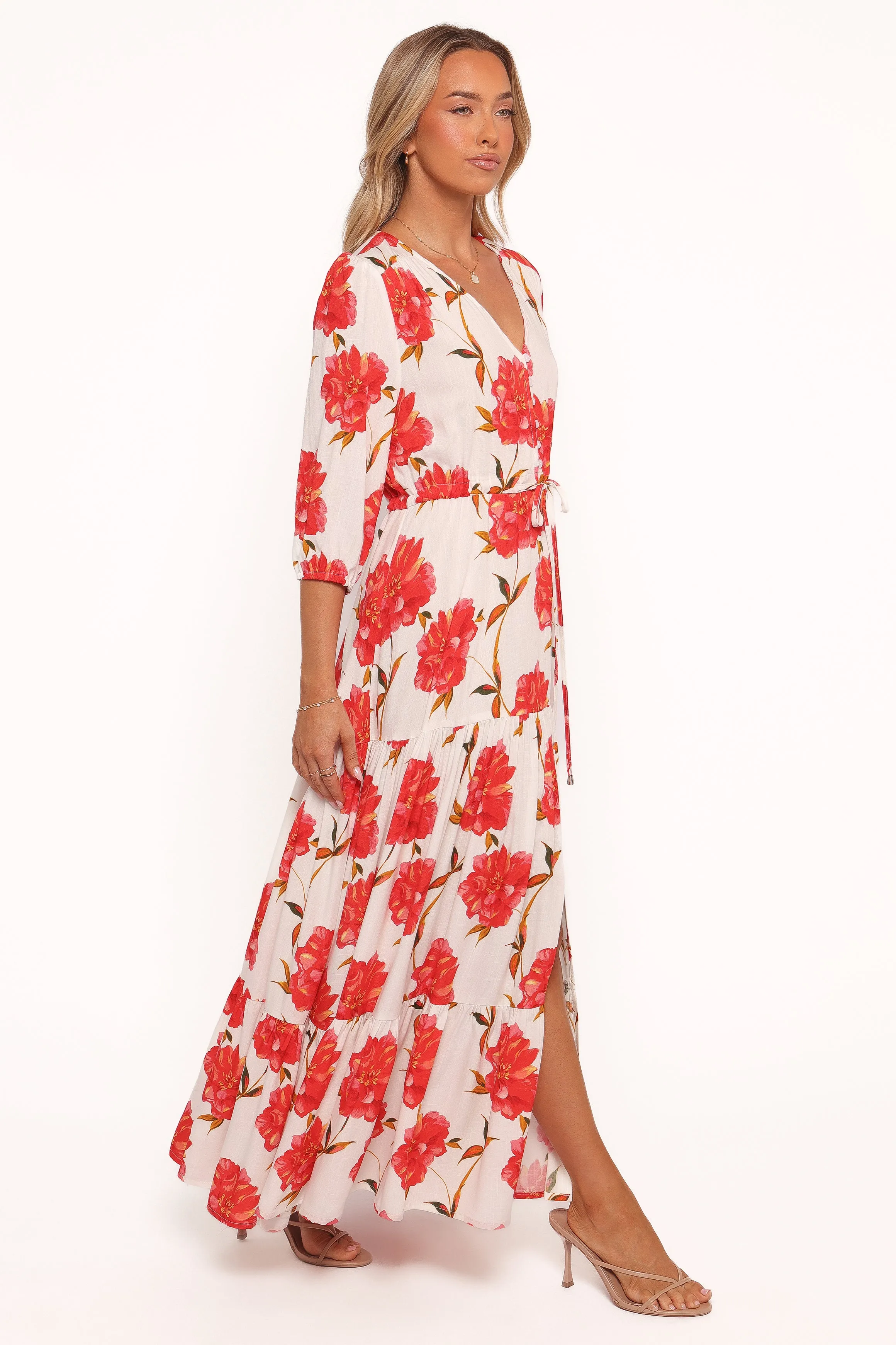 Kelda Dress - Red Floral boho vibe