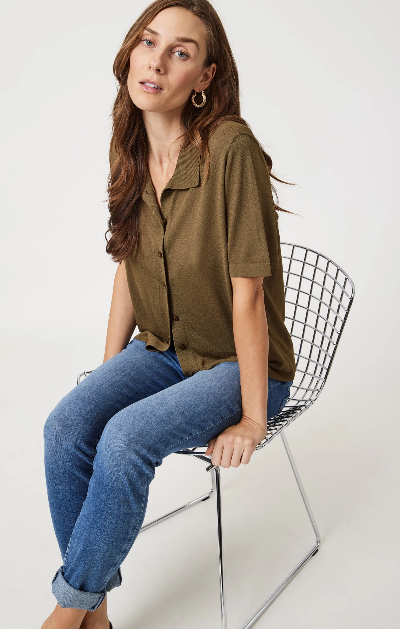 Unfaded Hemline KATHLEEN SLIM BOYFRIEND IN MID BRUSHED FEATHER BLUE